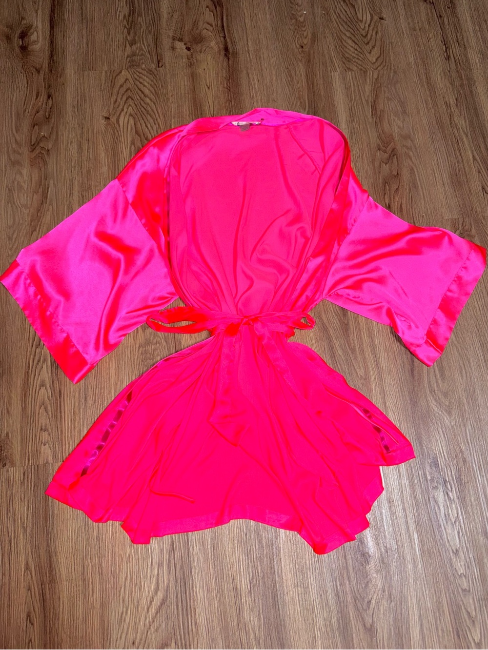 Victoria's Secret Neon Hot Pink Signature Satin Mini Robe M/L EUC 💖